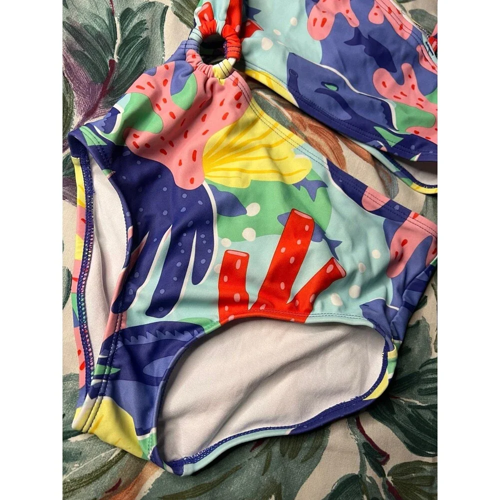Carter's Little Girl's Colorful Absract One Sholder One Piece Swimsuit